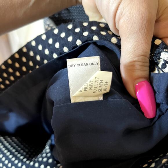 Banana Republic Dress Sheath Polka Dot 0 Navy Blue White Business Casual - Picture 7 of 15